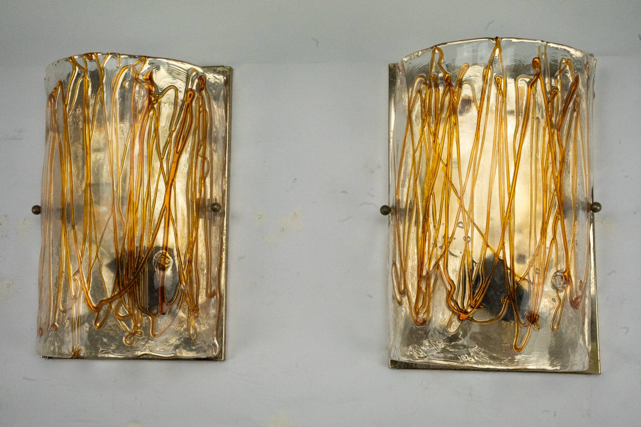 Pair of signed La Murrina thick Murano glass sconces. Italy 1970s.