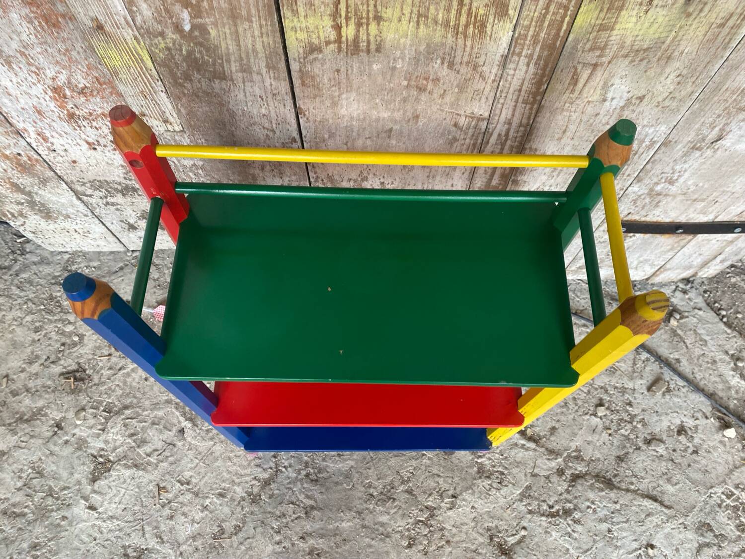 Vintage Coloured Wood Shelf Pencil Design PIERRE SALA Antique Furniture #D