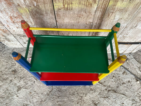 Meuble Ancien Étagère Crayon Design PIERRE SALA Bois Coloré Vintage #D