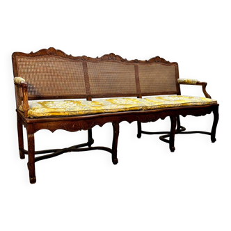Bench Sofa In Cane Walnut From Regency Period XVIII Eme Century