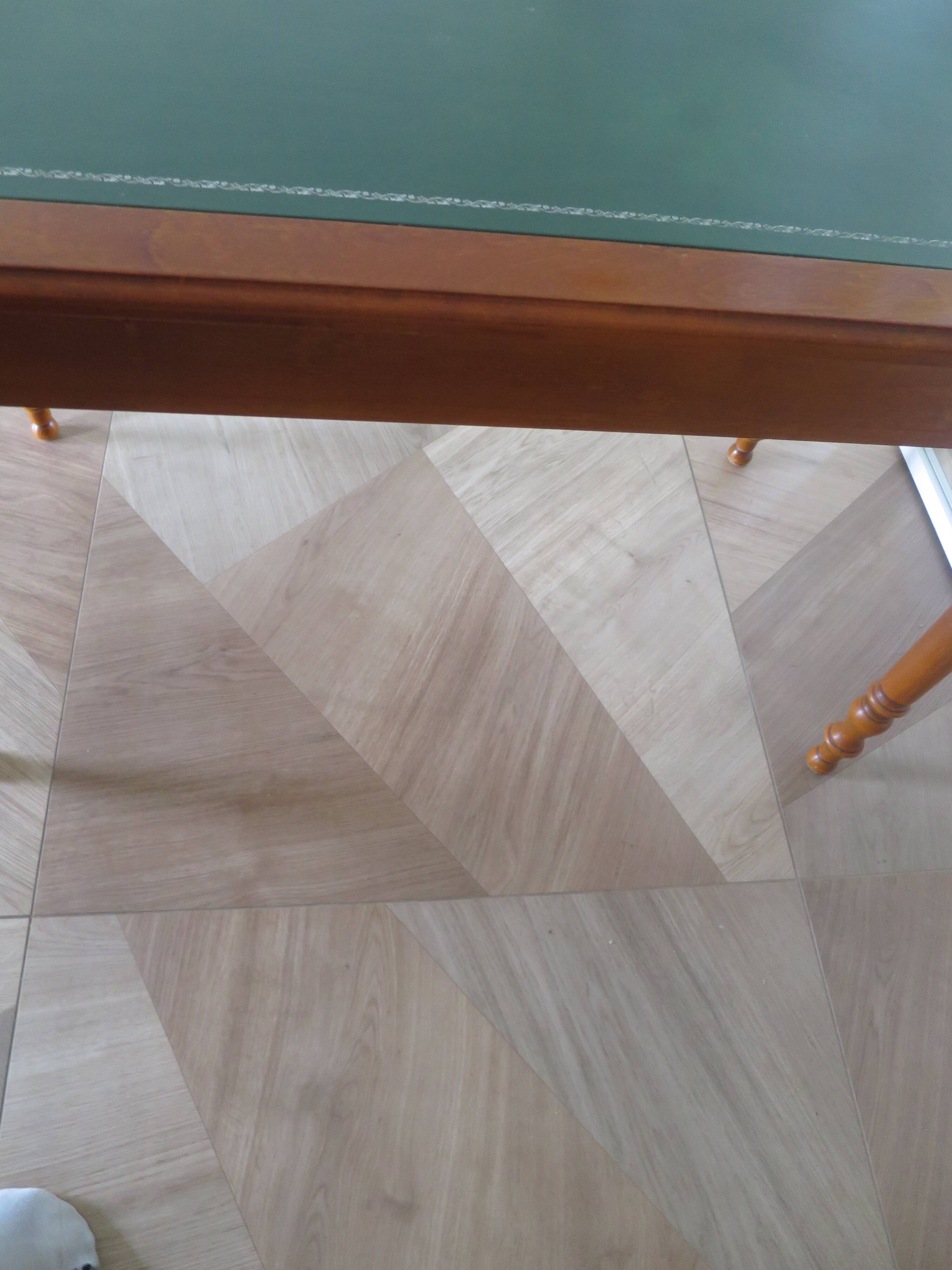 Minister's desk style L. Philippe – 2 drawers – cherry wood – faux leather desk mat