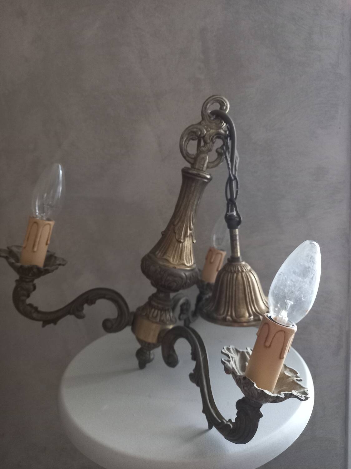 Bronze chandelier.