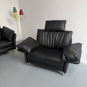 Contemporary design armchair Intertime I-Cielo in black leather