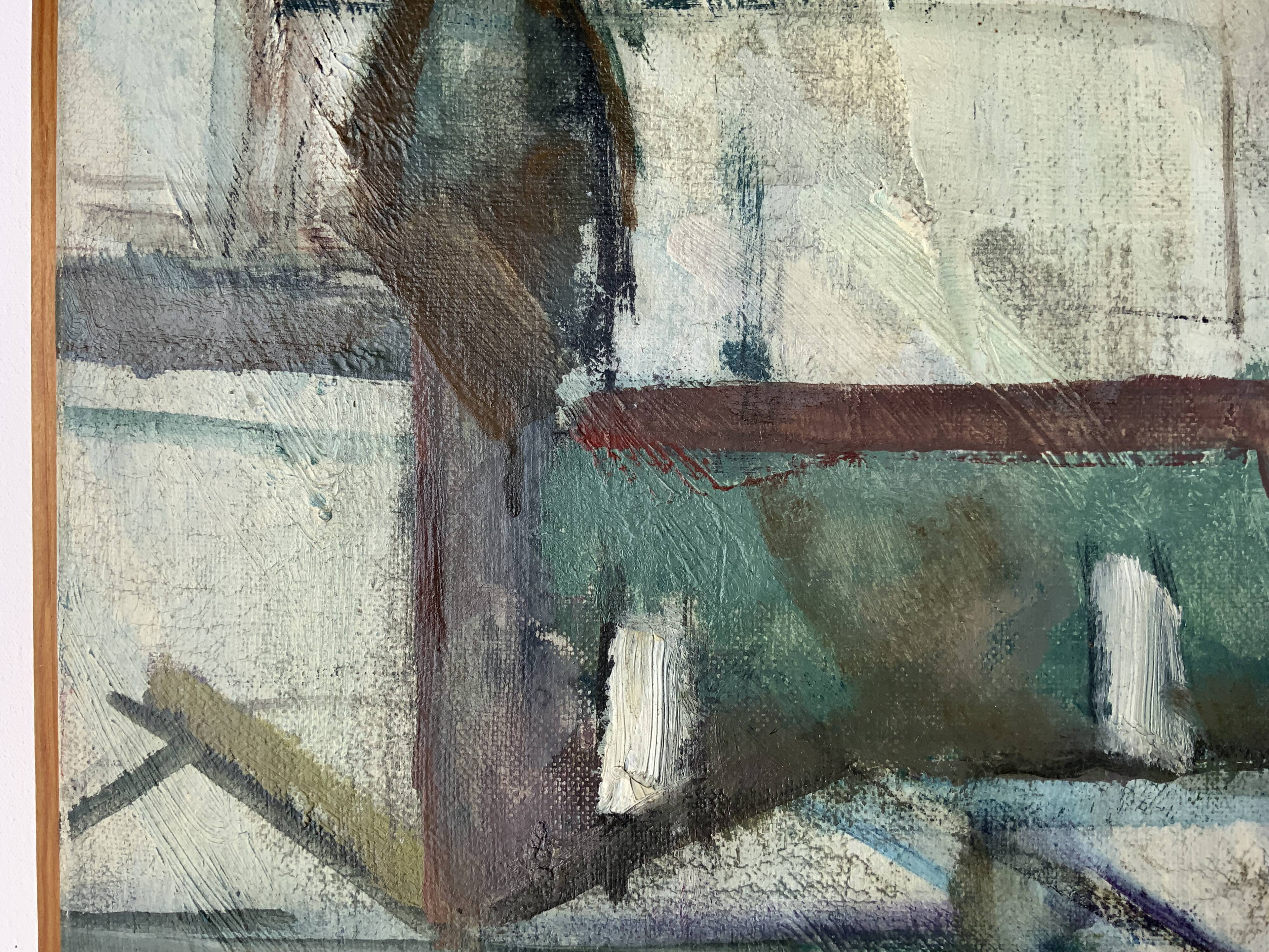 Vintage oil on canvas by S.Ekengren Architectural Landscape at Cadaques