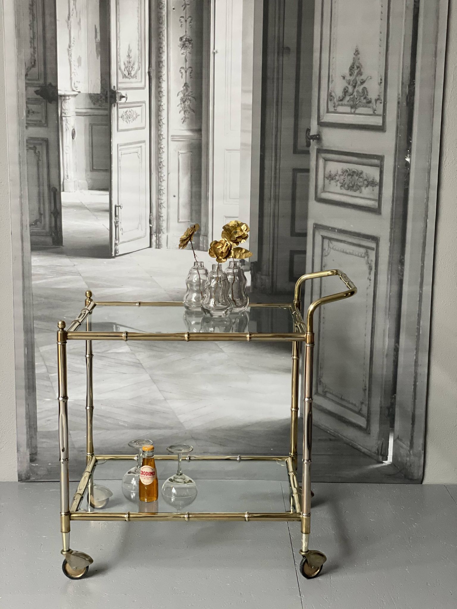 Vintage Golden Bar Cart