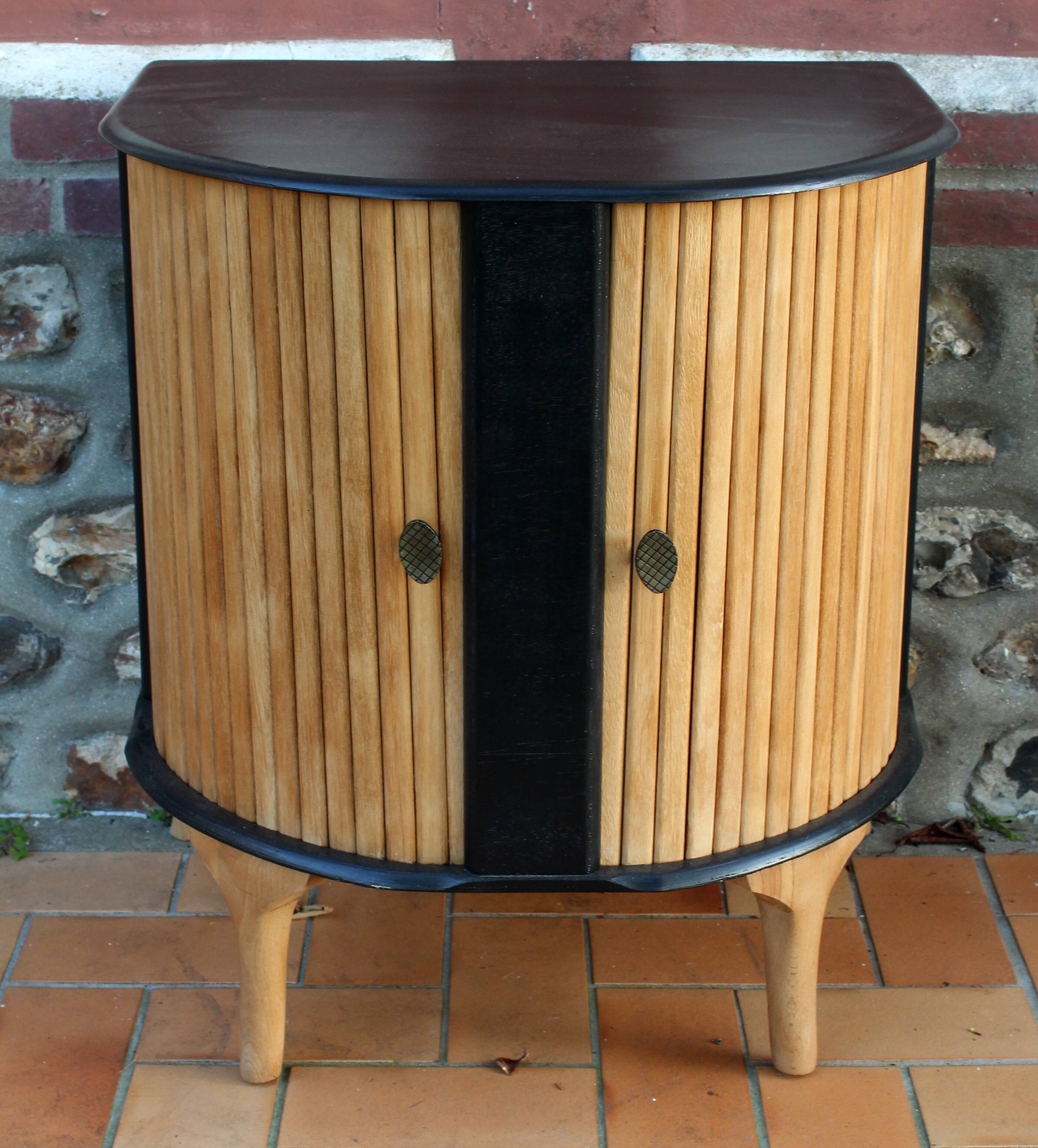 Low cabinet with curtains