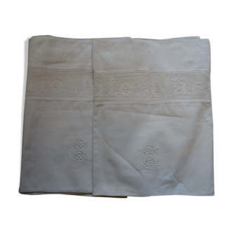 Pair of monogrammed pillowcases