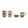 Series of 4 cups and a vintage stoneware milk jug