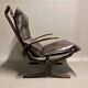 Duo of "Scandinavian design" leather armchairs 1950.