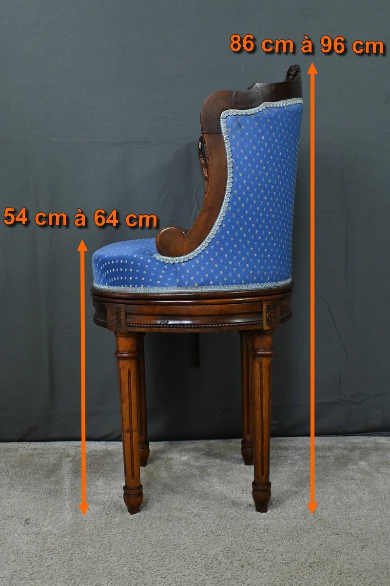 Louis XVI Style Beech Swivel Harpist Chair – Early 20th Century