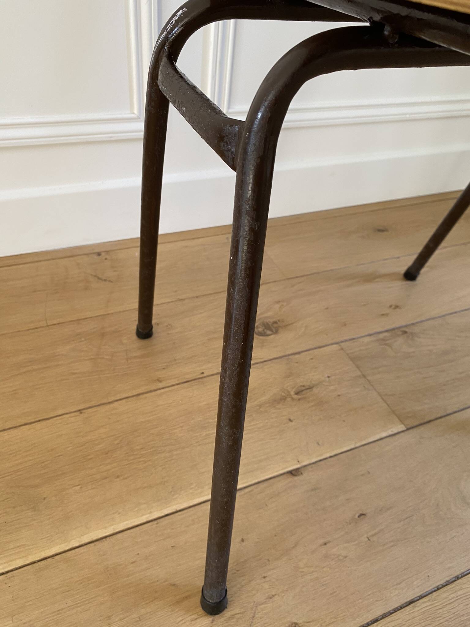 Industrial chair, vintage school chair, wood and metal