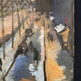 Geneviève chapront, snow boulevard saint-germain, signed oil on canvas