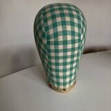 mannequin head milliner's hat gingham canvas 1960