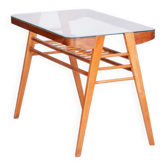 Table console du milieu du siècle en chêne, verre, tchèque, années 1950