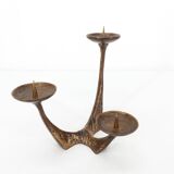 Vintage brutalist bronze candlestick Kunsthaus Kopp 1960s
