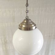Suspension design Bauhaus globe opaline (diam: 20 cm) - mid 20th century