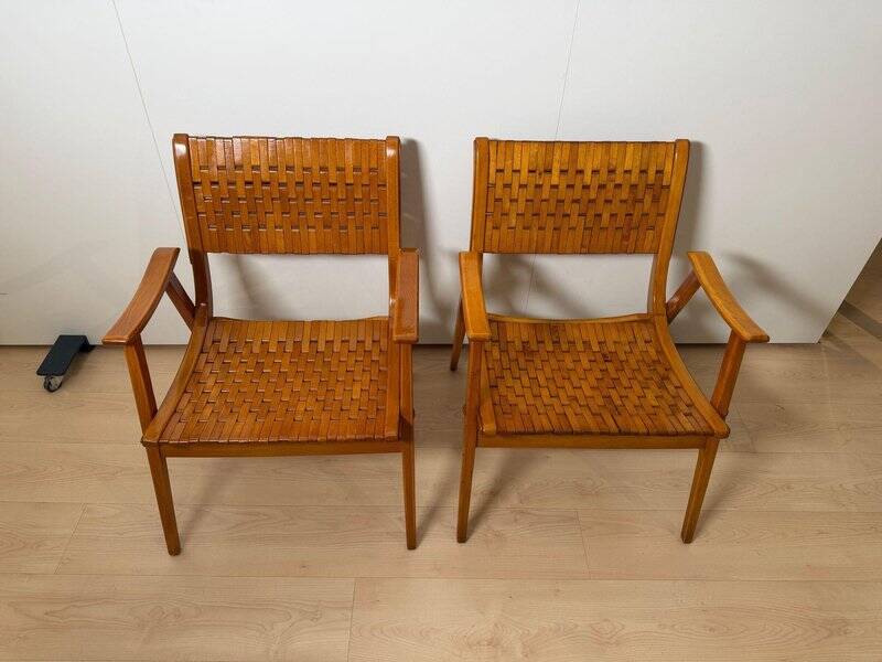 Fauteuils Gelenka en bois de hêtre massif, Allemagne, 1950, ensemble de 2