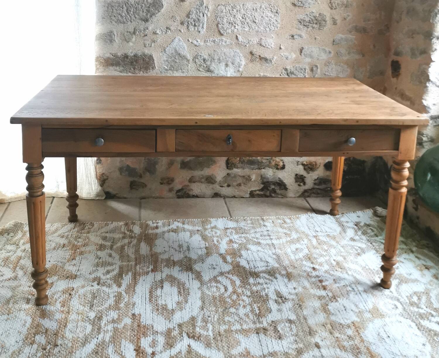 Table de ferme 3 tiroirs, 6 à 8 personnes