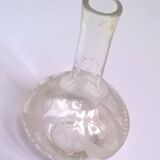 Petit vase ancien verre ou cristal scène oiseaux fougères signé