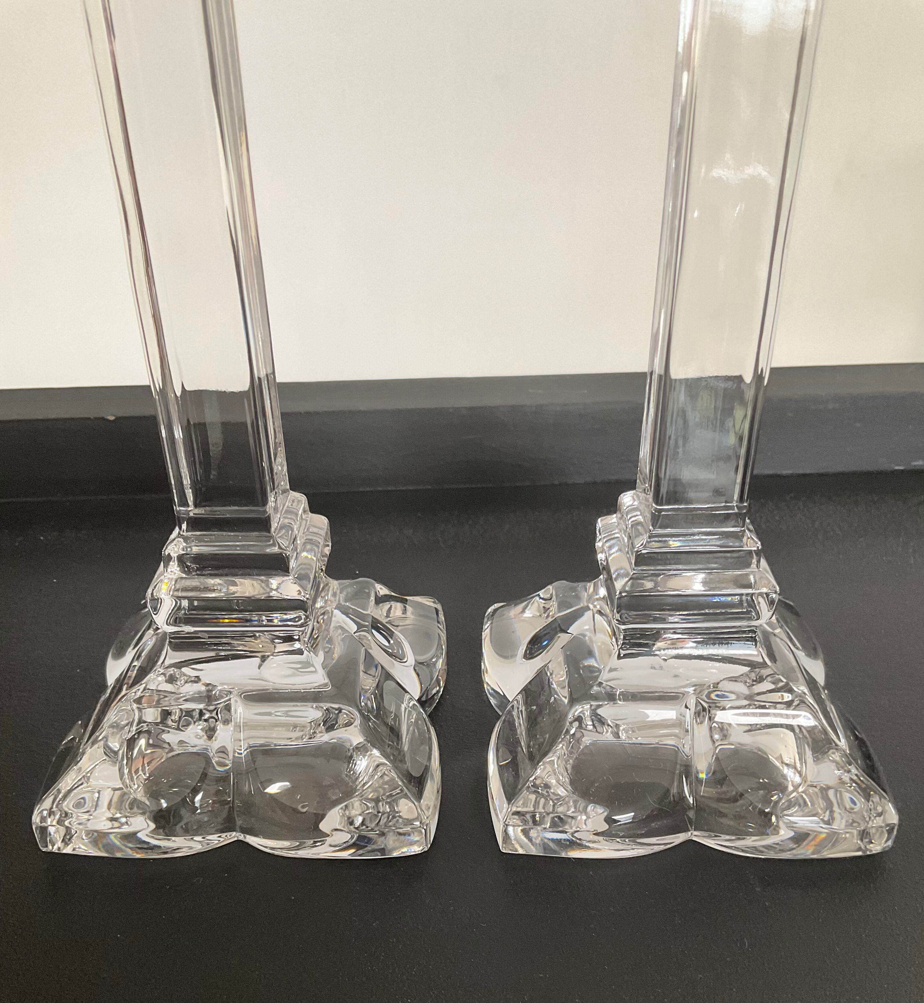 Pair of vintage crystal torch candlesticks from the 70s