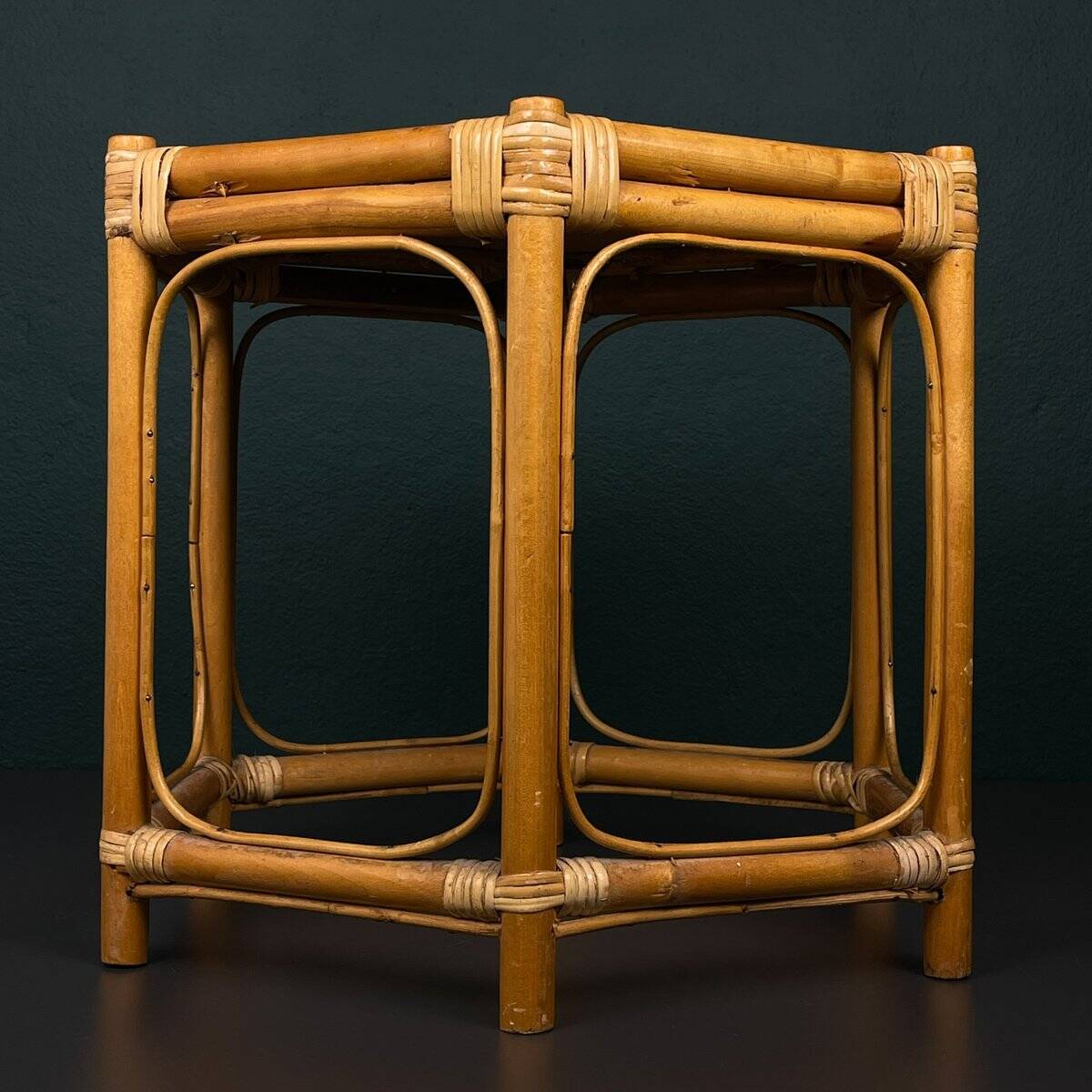 Vintage Italian rattan coffee table, 1960s.