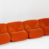 Airborne sectional sofa 'Patate' in orange corduroy, set of 7