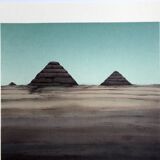 Original lithograph by Alain Le Foll, Khufu, Kephren, Mykerin, 1978