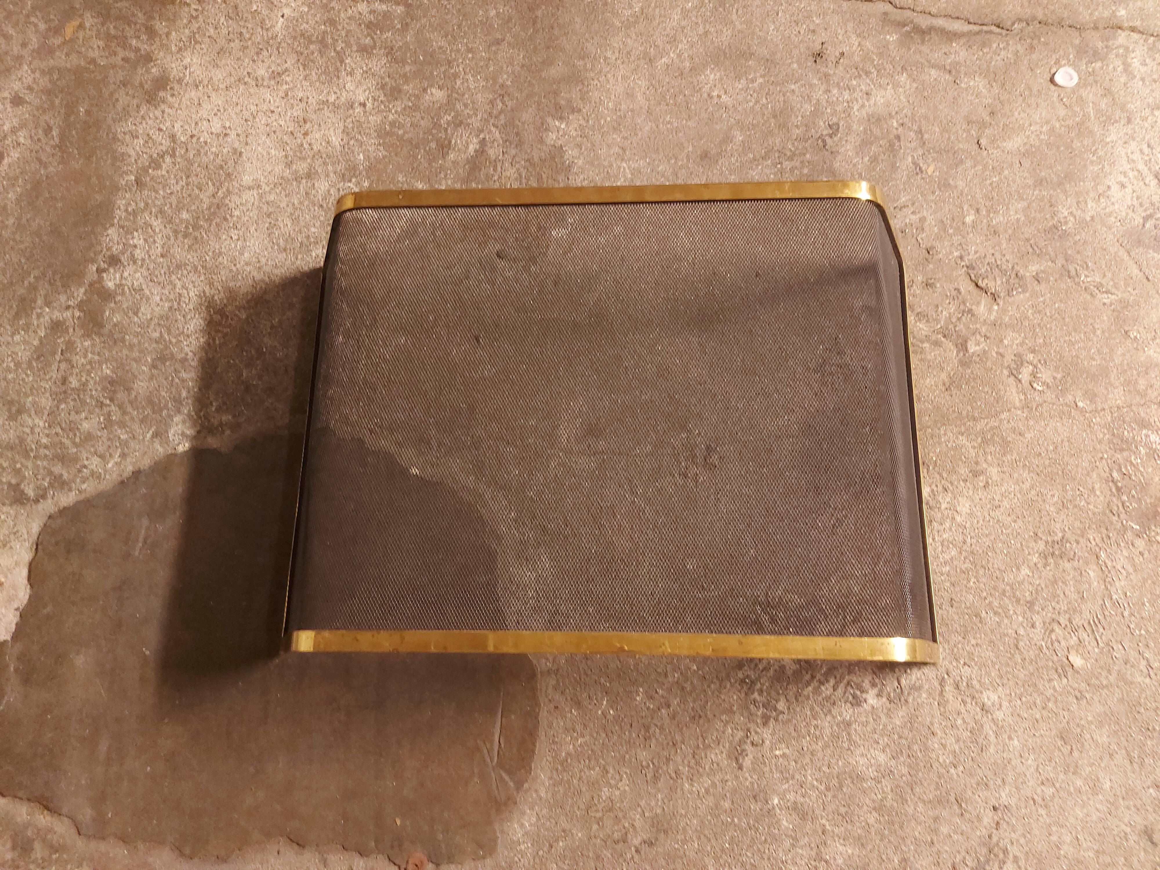 Chimney fire screen, vintage brass