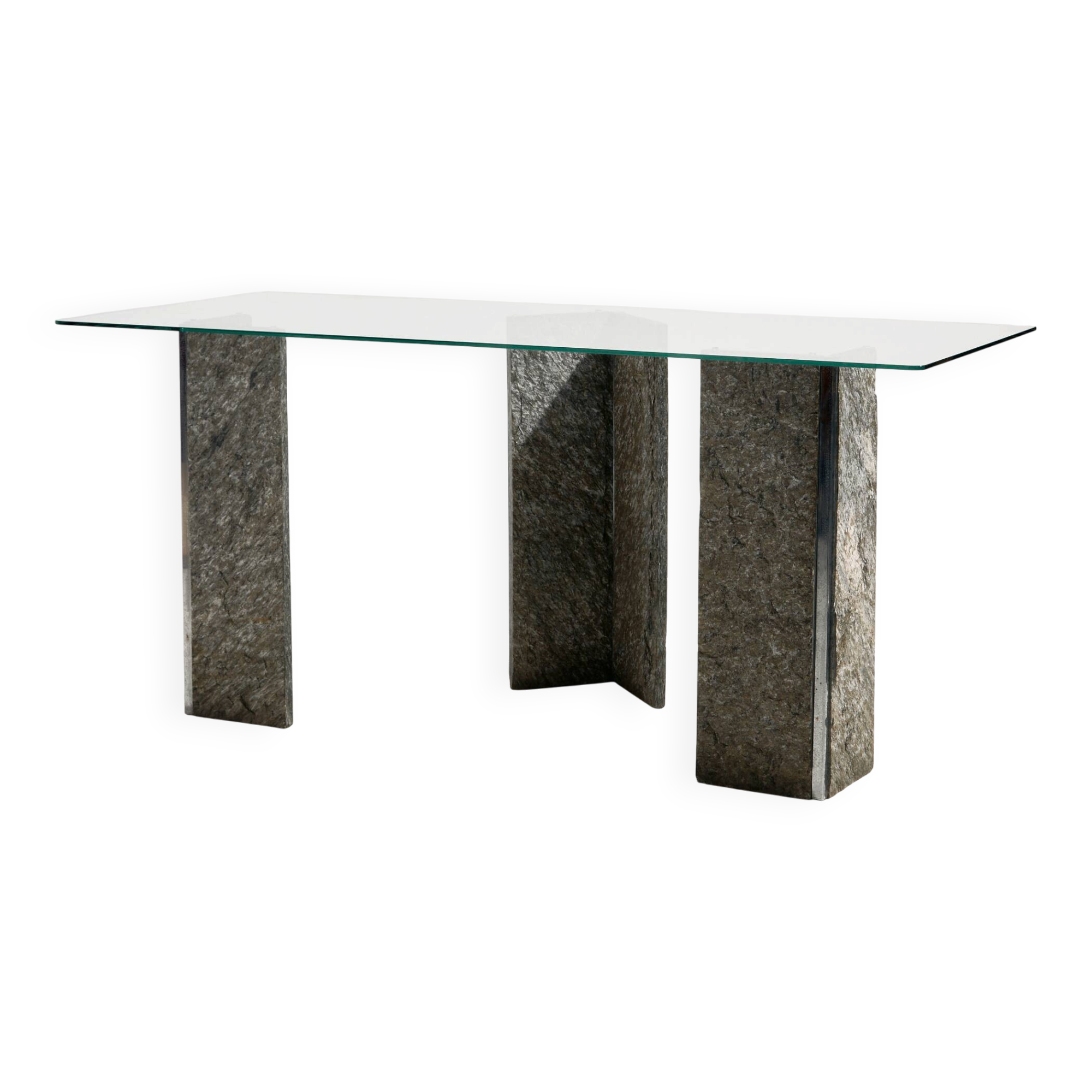 Glass and slate stone console