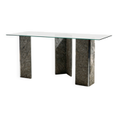 Glass and slate stone console