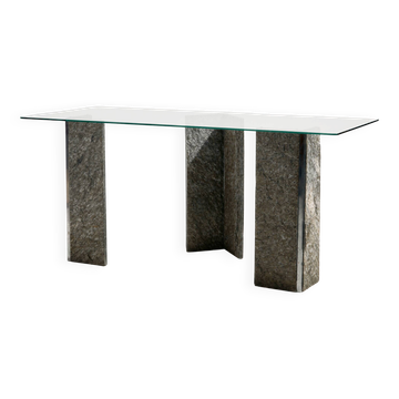 Glass and slate stone console