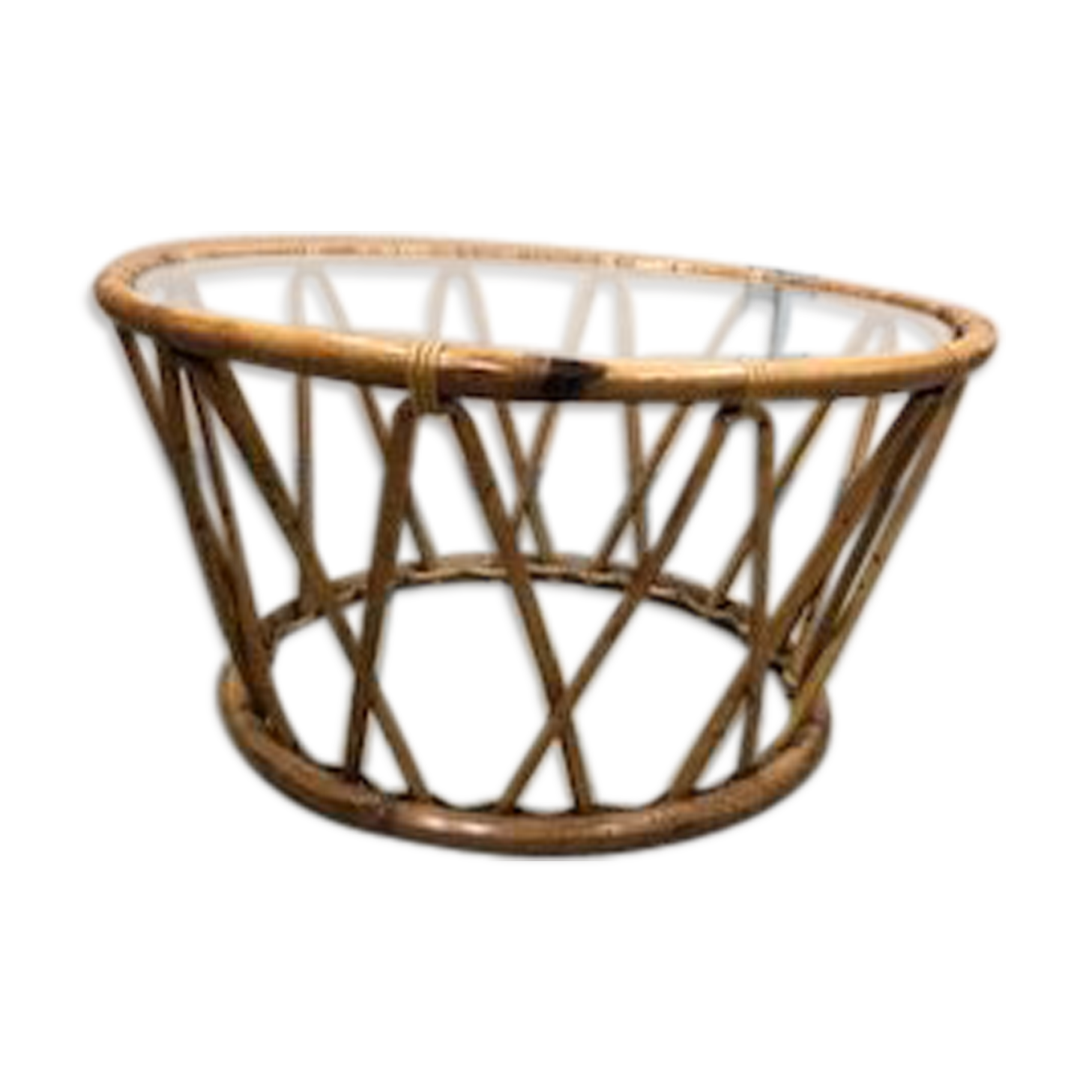 Vintage rattan coffee table year 70