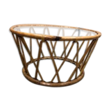 Vintage rattan coffee table year 70