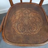 Pair of curved wooden bistro armchairs