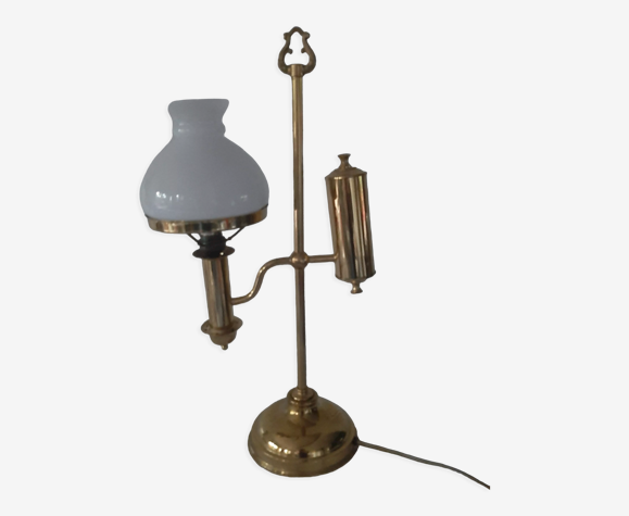 Lampe globe de bureau, banquier en laiton