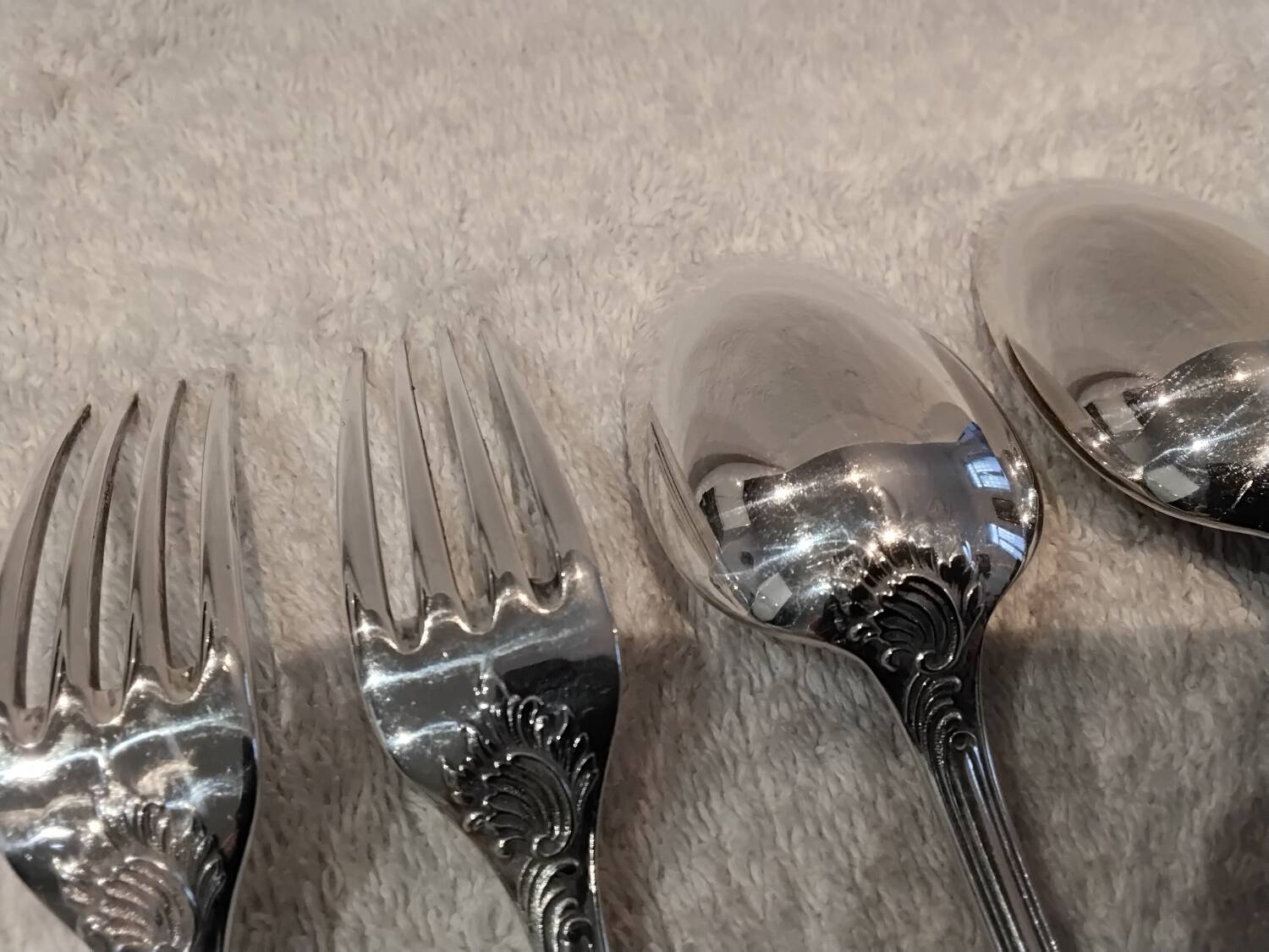 2 spoons 2 forks silver plated dessert Christofle Marly