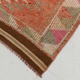 3x13 Faded Somon Distressed Hanmade Rug, Vintage Turkish Runner, 84x390Cm