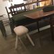 Painted beech stool, "sheep" fabric, Danish 60's