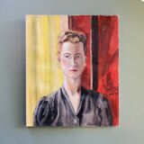 70's painting "The woman in the black blouse"