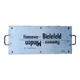 SNCB destination plate " HANNAV - BIELEFELT on the other side HANNOVER - BRAUNSCHWEIG