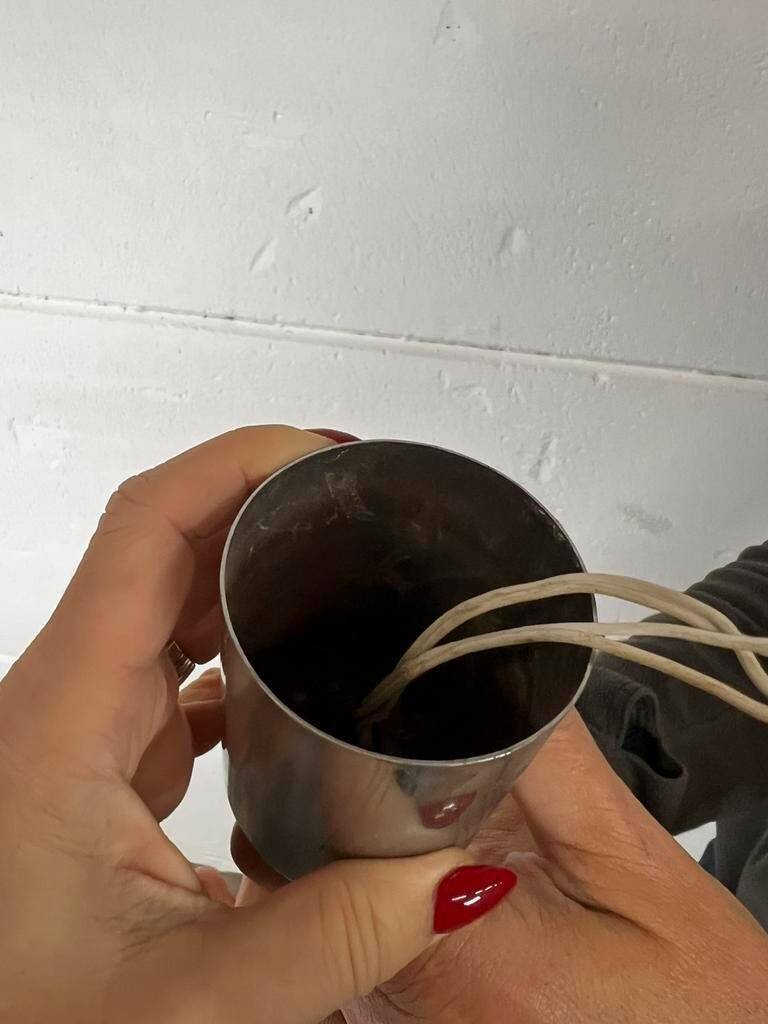 Lustre vintage chromé / suspension avec 6 points lumineux