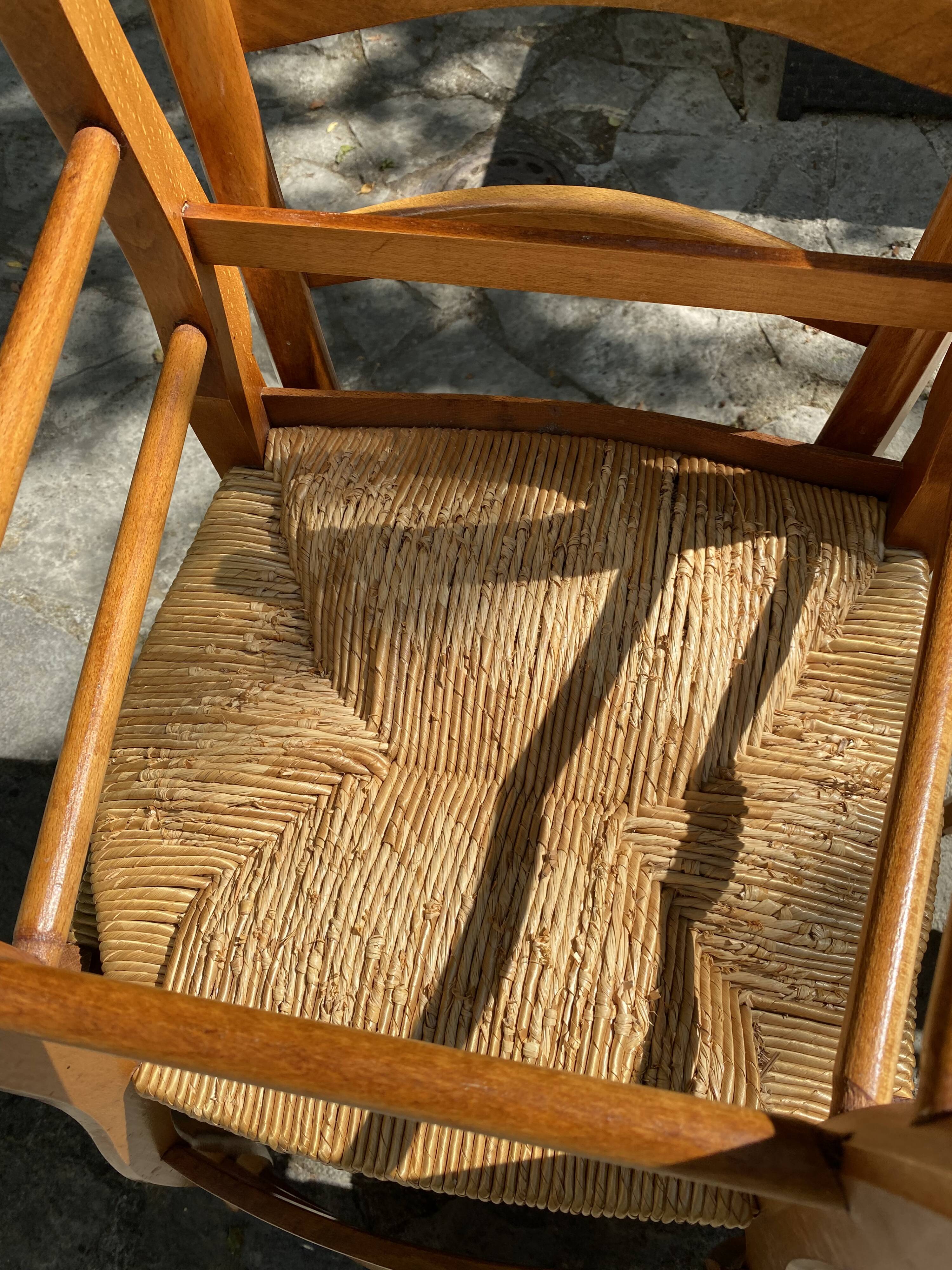 Set de 6 chaises en paille