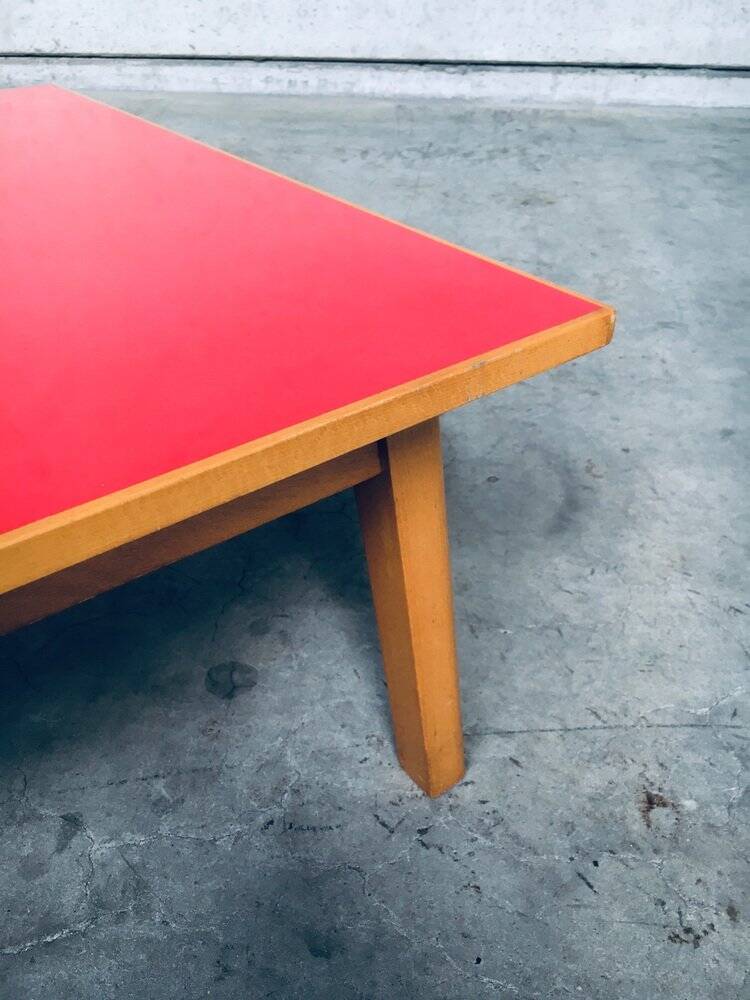 Mid-Century Red Coffee Table, Belgium, 1950s