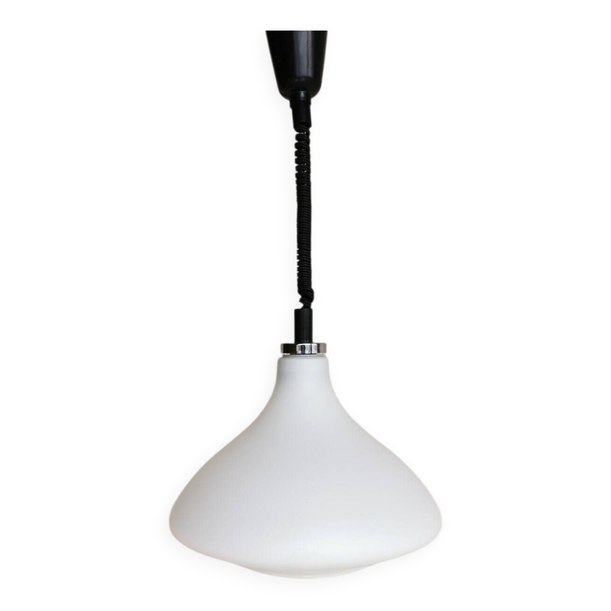 Vintage White Glass Pendant Lamp Ceiling Light Meblo Style Yugoslavia made