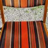 Set of 5 70s designer chairs in beech and orange and brown velvet Self éditeur
