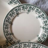 33 pc antique green white transferware dinner service c1900 U&C Sarreguemines France, 10 places