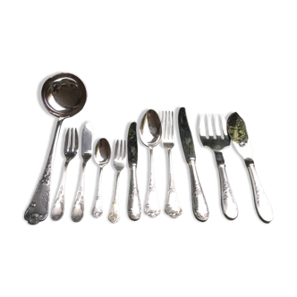 Silver metal cutlery set in rocaille style from Frionnet