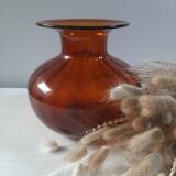 Orange vase in bubbled glass