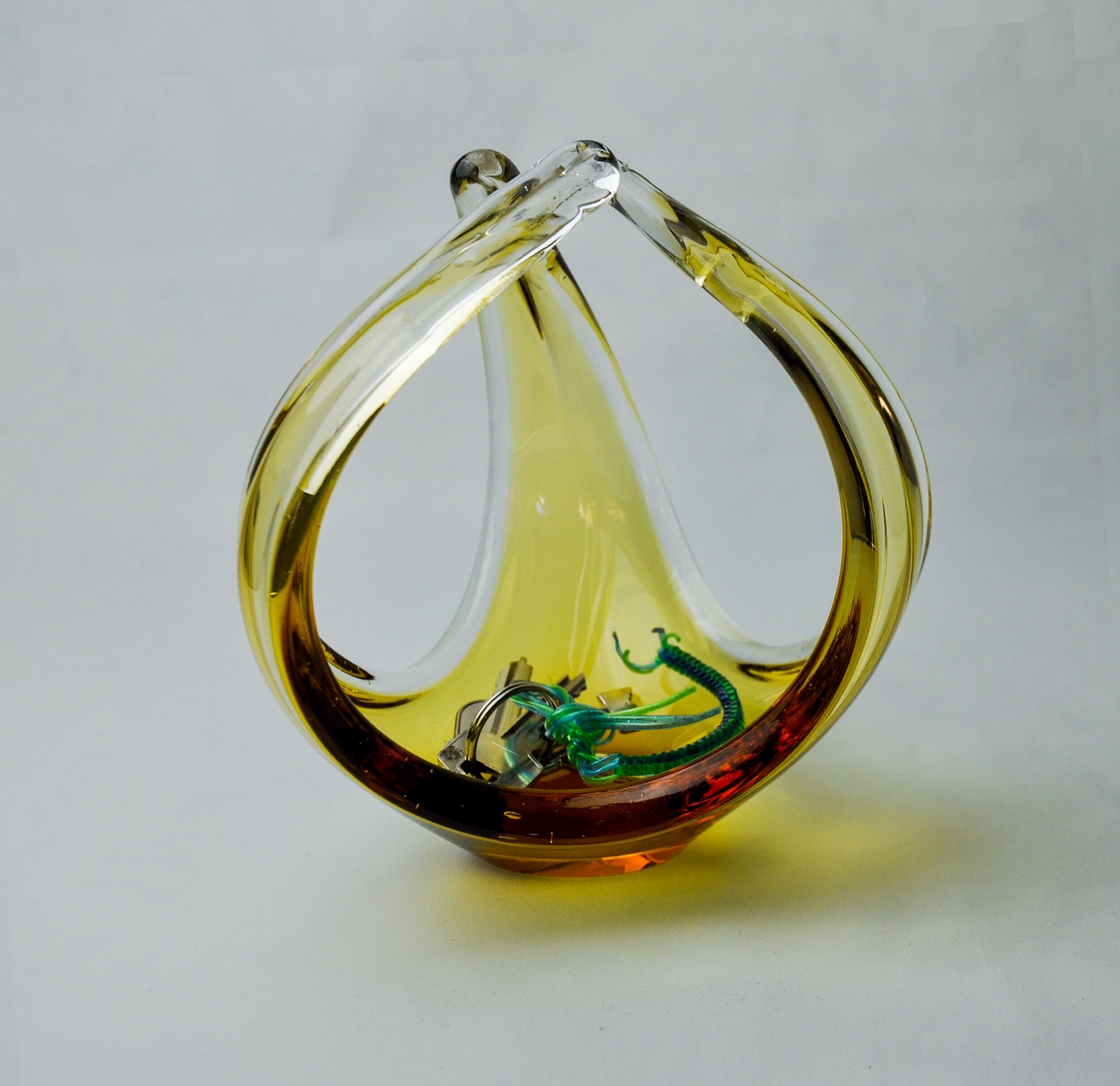 Centre de table par seguso en verre de murano jaune, italie, 1970