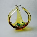 Centre de table par seguso en verre de murano jaune, italie, 1970